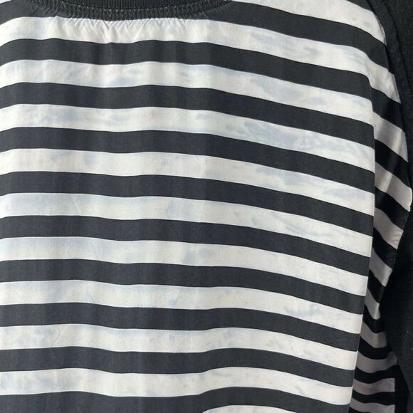 The Kooples Sport Sweatshirt Black White Striped Womens Size 2 Cropped Shirt Top - Picture 9 of 10